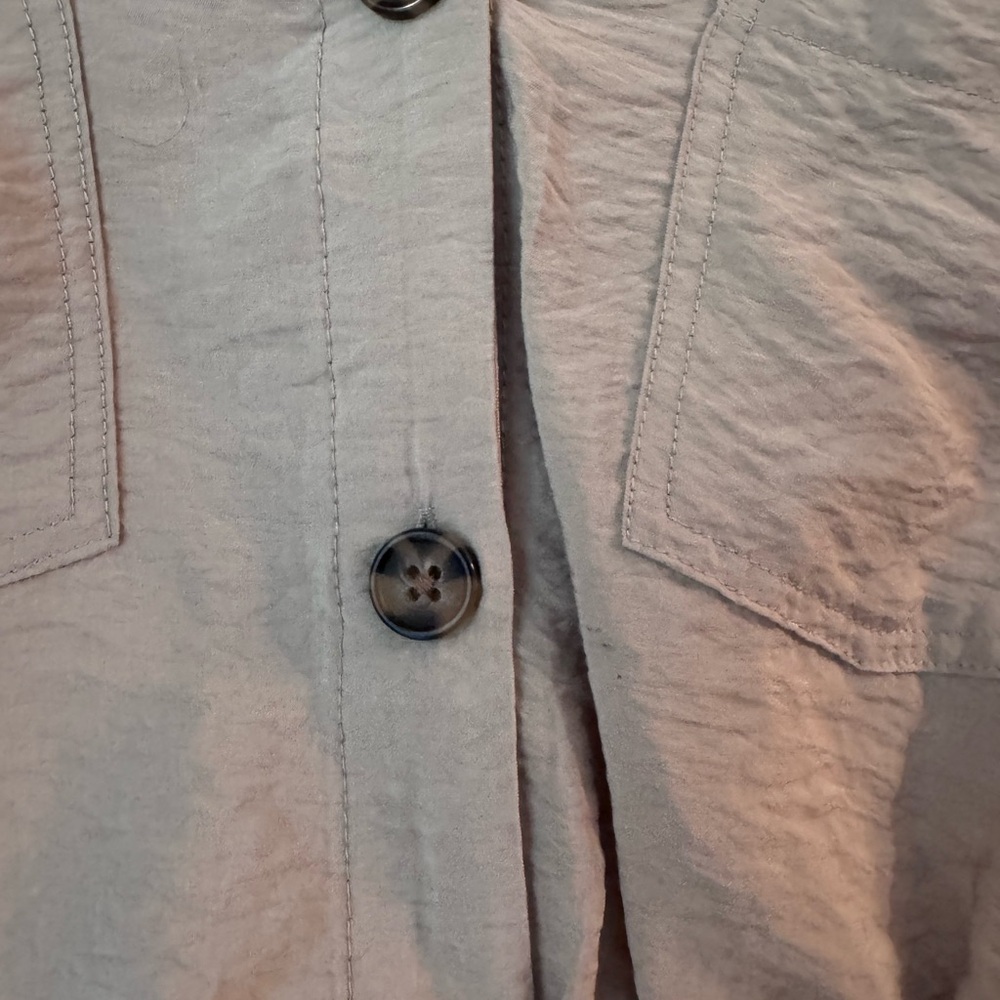 Rachel Zoe Tan/ Green Cropped Button-Up Shirt - Picture 3 of 4